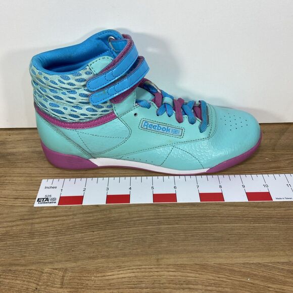 Reebok Girls HI Classic Blue Beam Ultraberry M46776 Sneakers Size 6 Retro Style - Picture 12 of 15